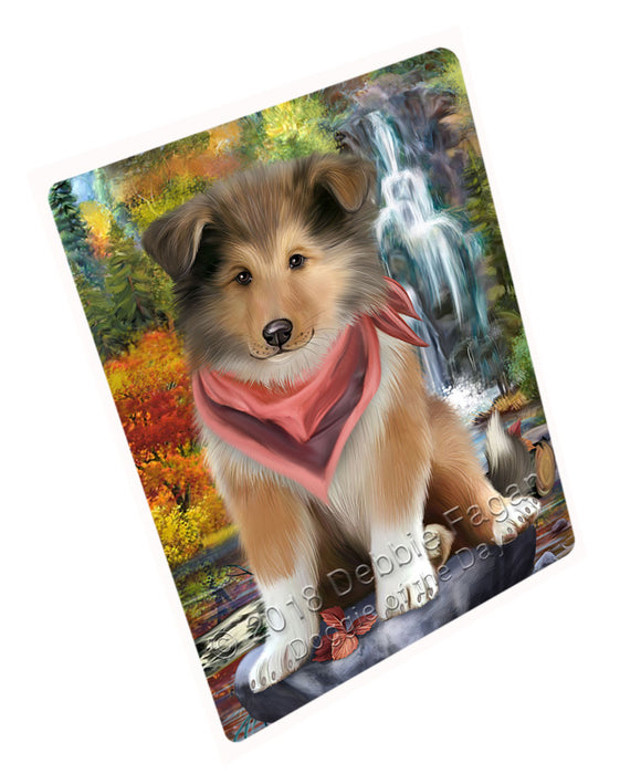 Scenic Waterfall Rough Collie Dog Large Refrigerator / Dishwasher Magnet RMAG89724