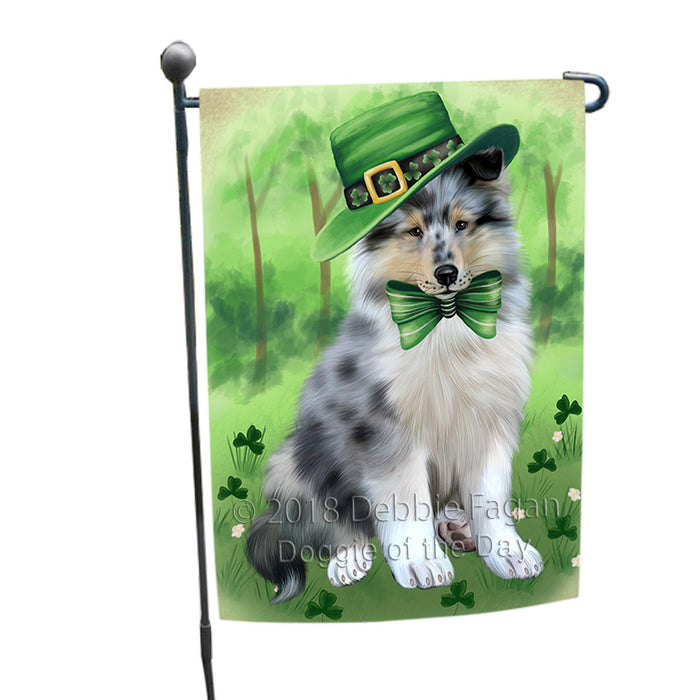 St. Patricks Day Irish Portrait Rough Collie Dog Garden Flag GFLG65000
