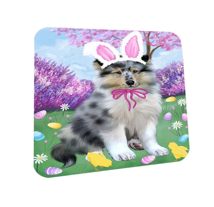 Easter Holiday Rough Collie Dog Coasters Set of 4 CST56886