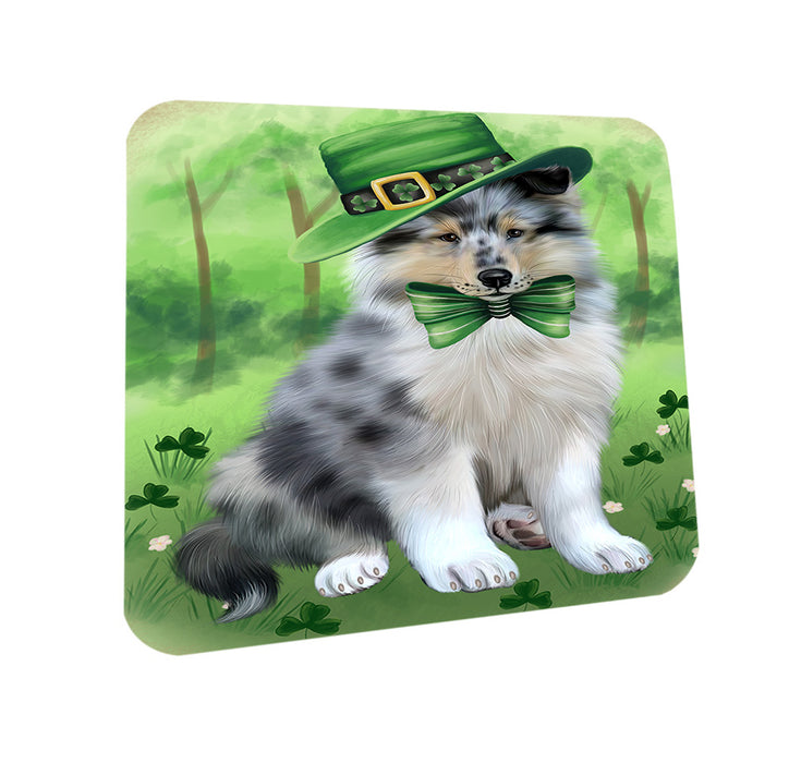 St. Patricks Day Irish Portrait Rough Collie Dog Coasters Set of 4 CST56990