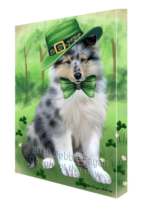 St. Patricks Day Irish Portrait Rough Collie Dog Canvas Print Wall Art Décor CVS135728