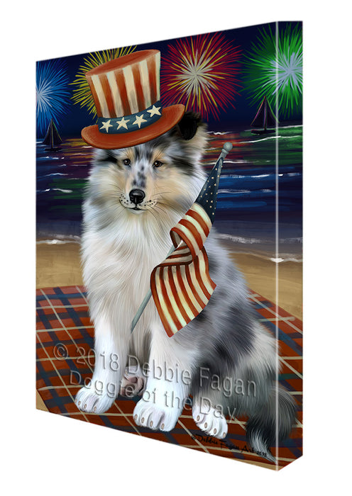 4th of July Independence Day Firework Rough Collie Dog Canvas Print Wall Art Décor CVS134990