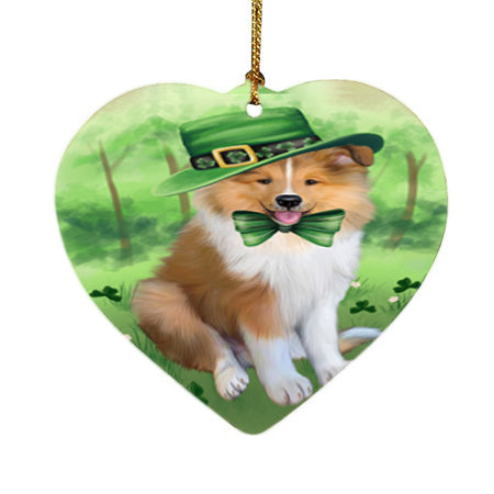 St. Patricks Day Irish Portrait Rough Collie Dog Heart Christmas Ornament HPOR57973
