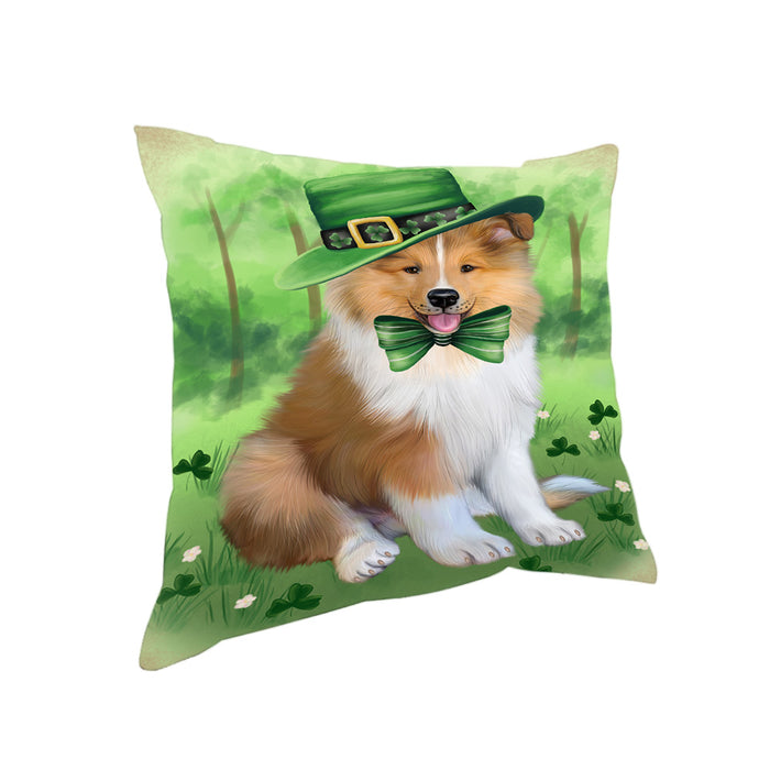 St. Patricks Day Irish Portrait Rough Collie Dog Pillow PIL86244
