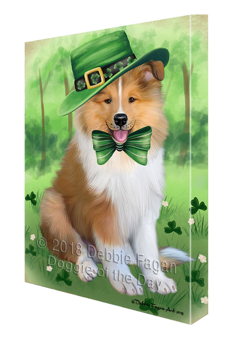 St. Patricks Day Irish Portrait Rough Collie Dog Canvas Print Wall Art Décor CVS135737