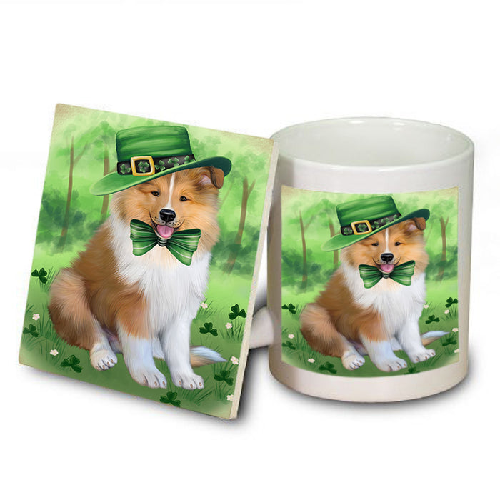 St. Patricks Day Irish Portrait Rough Collie Dog Mug and Coaster Set MUC57025