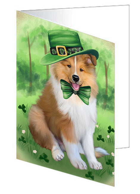 St. Patricks Day Irish Portrait Rough Collie Dog Handmade Artwork Assorted Pets Greeting Cards and Note Cards with Envelopes for All Occasions and Holiday Seasons GCD76613