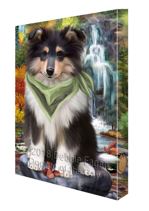 Scenic Waterfall Rough Collie Dog Canvas Print Wall Art Décor CVS111131