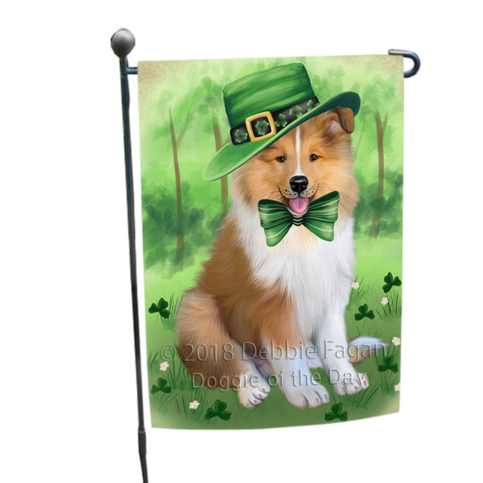 St. Patricks Day Irish Portrait Rough Collie Dog Garden Flag GFLG65001