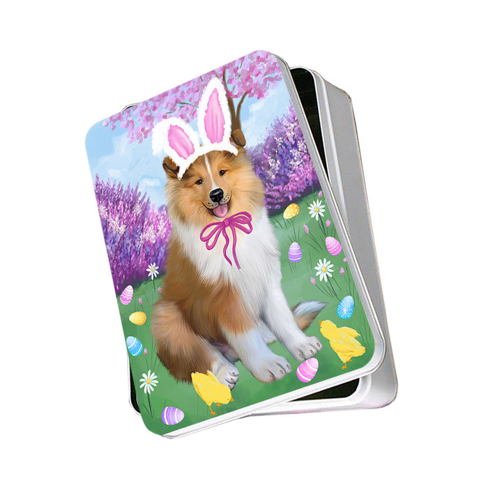 Easter Holiday Rough Collie Dog Photo Storage Tin PITN56872