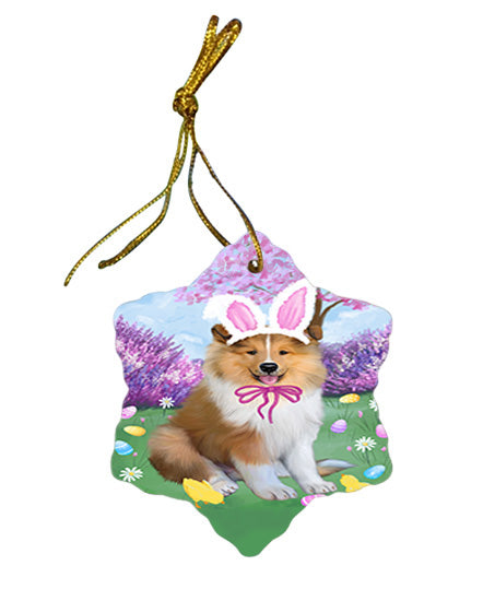 Easter Holiday Rough Collie Dog Star Porcelain Ornament SPOR57330