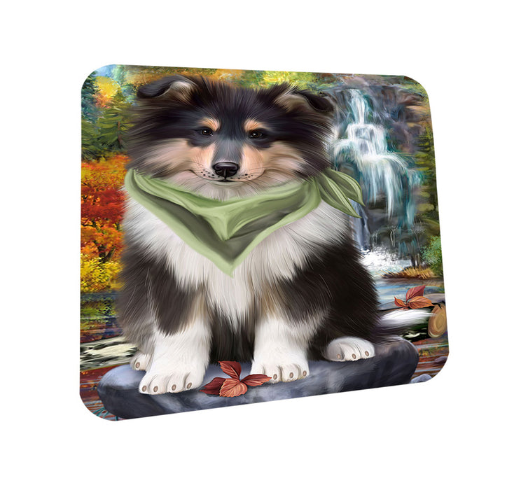 Scenic Waterfall Rough Collie Dog Coasters Set of 4 CST54639