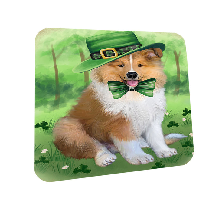 St. Patricks Day Irish Portrait Rough Collie Dog Coasters Set of 4 CST56991