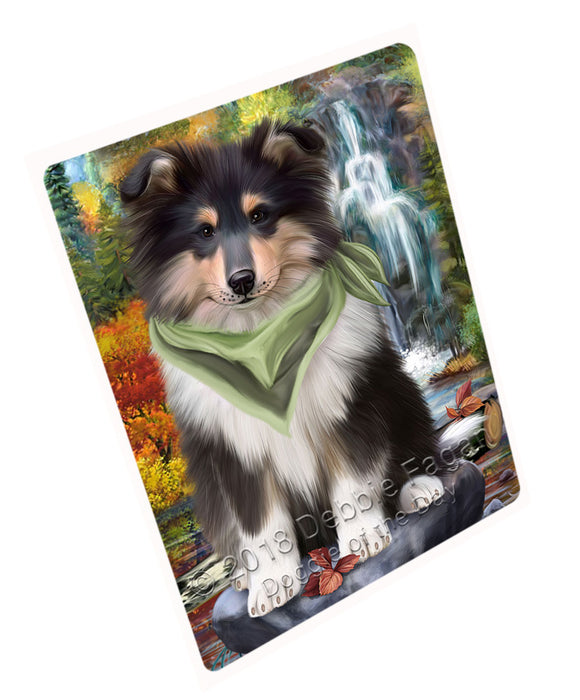 Scenic Waterfall Rough Collie Dog Large Refrigerator / Dishwasher Magnet RMAG89736