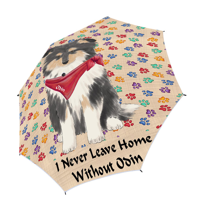 Custom Pet Name Personalized I never Leave Home Rough Collie Dog Semi-Automatic Foldable Umbrella