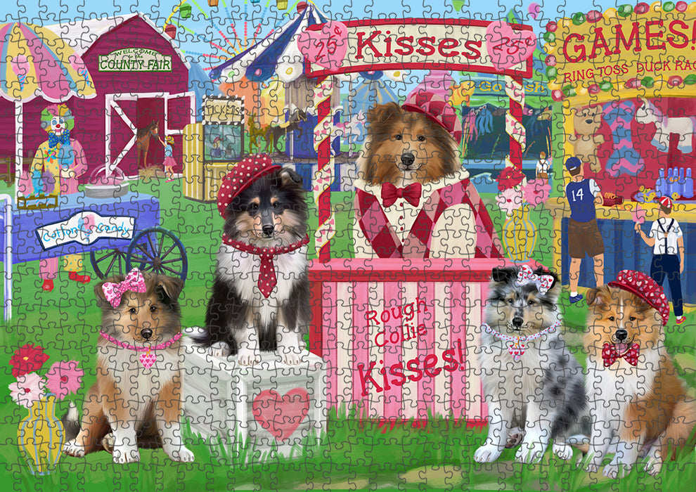 Carnival Kissing Booth Rough Collies Dog Puzzle with Photo Tin PUZL91880