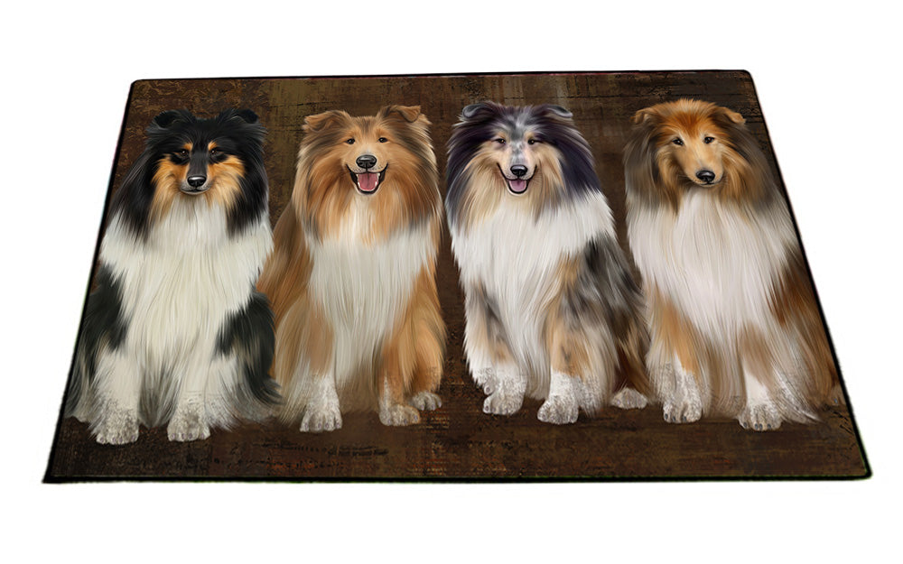 Rustic 4 Rough Collies Dog Floormat FLMS54628