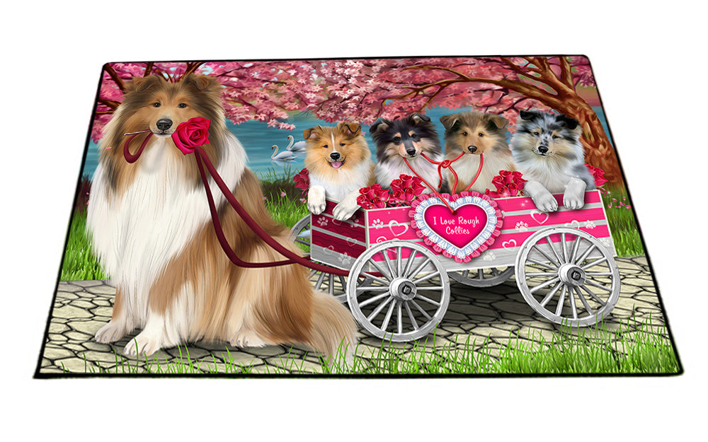 I Love Rough Collies Dog in a Cart Floormat FLMS54505