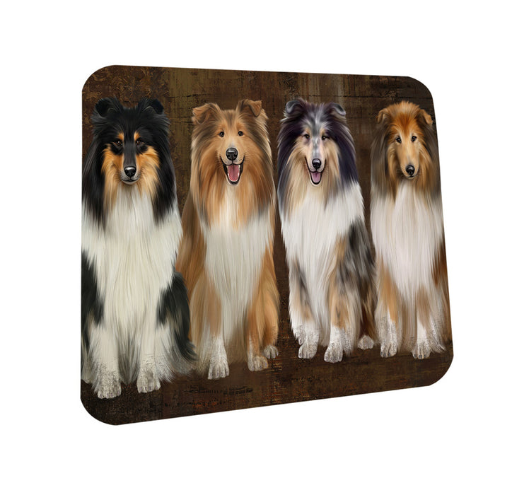 Rustic 4 Rough Collies Dog Coasters Set of 4 CST54323