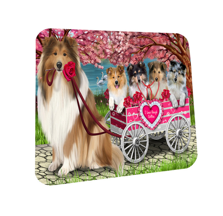 I Love Rough Collies Dog in a Cart Coasters Set of 4 CST54169