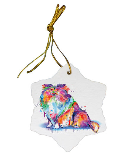 Watercolor Rough Collie Dog Star Porcelain Ornament SPOR57393