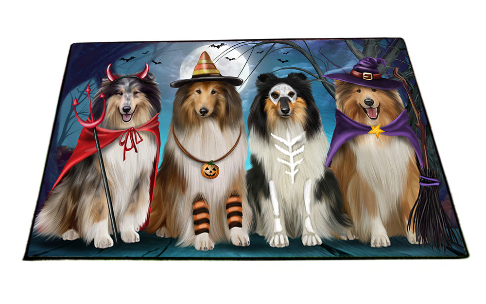 Happy Halloween Trick or Treat Rough Collies Dog Floormat FLMS54706