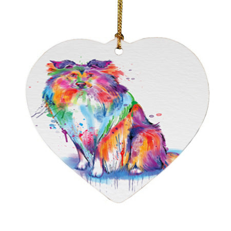 Watercolor Rough Collie Dog Heart Christmas Ornament HPOR57393