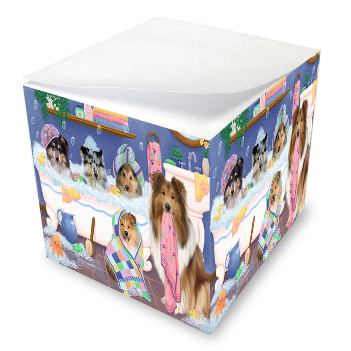 Rub A Dub Dogs In A Tub Rough Collies Dog Note Cube NOC54887
