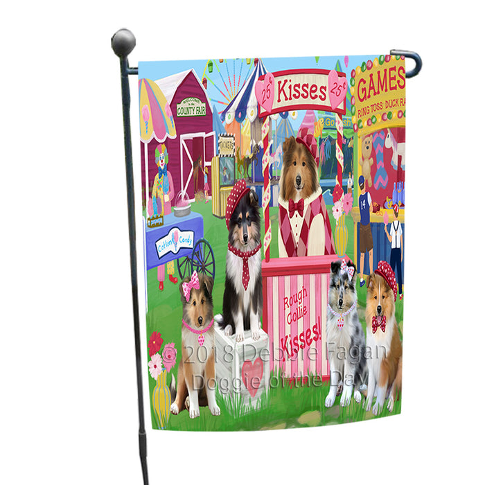 Carnival Kissing Booth Rough Collies Dog Garden Flag GFLG56467