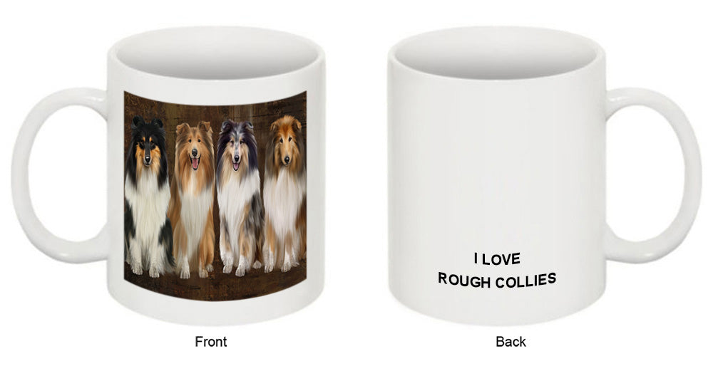 Rustic 4 Rough Collies Dog Coffee Mug MUG49763