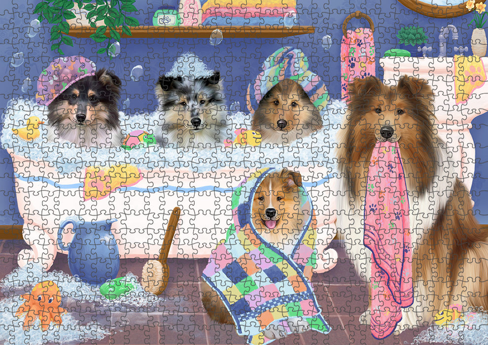 Rub A Dub Dogs In A Tub Rough Collies Dog Puzzle with Photo Tin PUZL95460