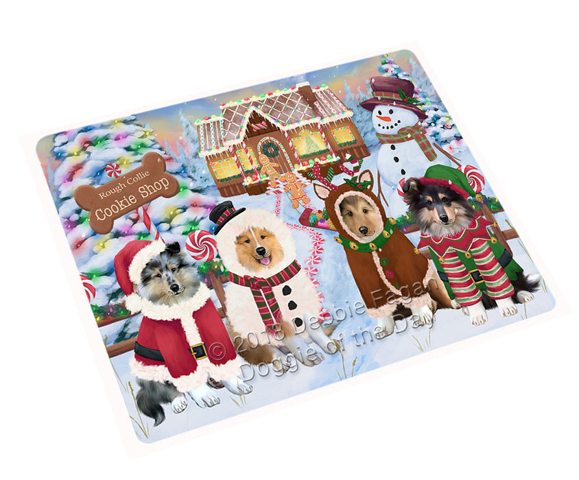 Holiday Gingerbread Cookie Shop Rough Collies Dog Magnet MAG74973 (Small 5.5" x 4.25")