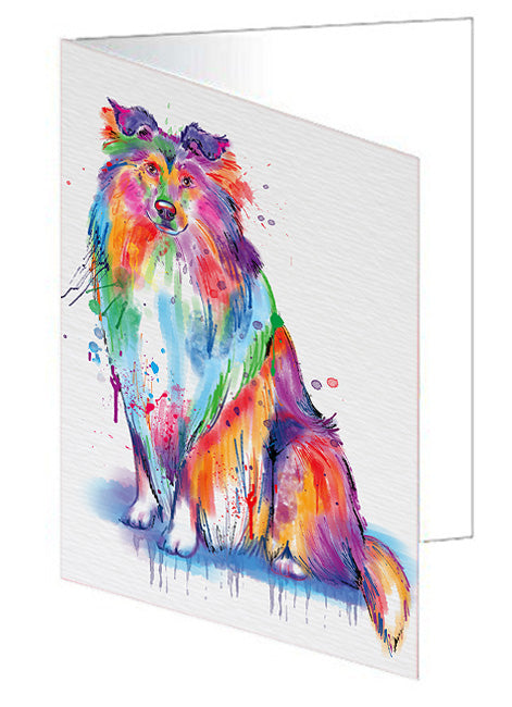 Watercolor Rough Collie Dog Handmade Artwork Assorted Pets Greeting Cards and Note Cards with Envelopes for All Occasions and Holiday Seasons GCD76808