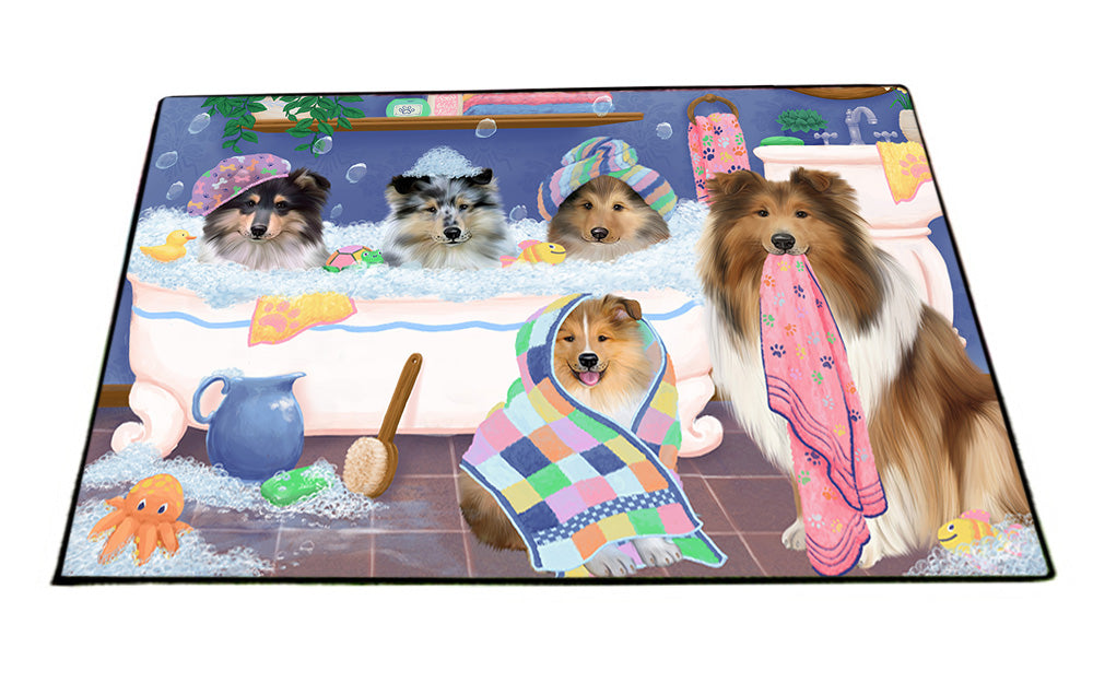 Rub A Dub Dogs In A Tub Rough Collies Dog Floormat FLMS53628