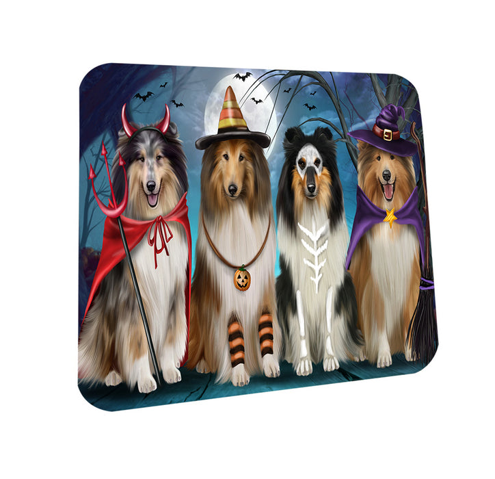 Happy Halloween Trick or Treat Rough Collies Dog Coasters Set of 4 CST54442