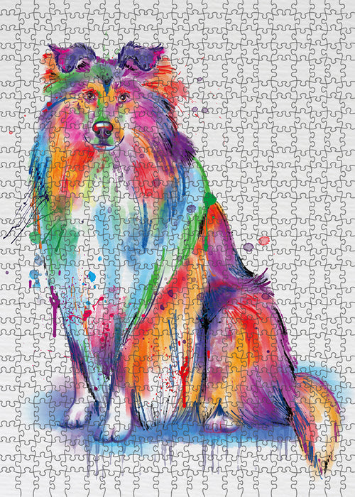 Watercolor Rough Collie Dog Puzzle with Photo Tin PUZL97200
