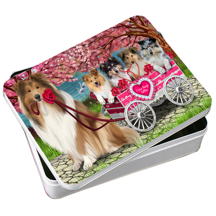 I Love Rough Collies Dog in a Cart Photo Storage Tin PITN54154