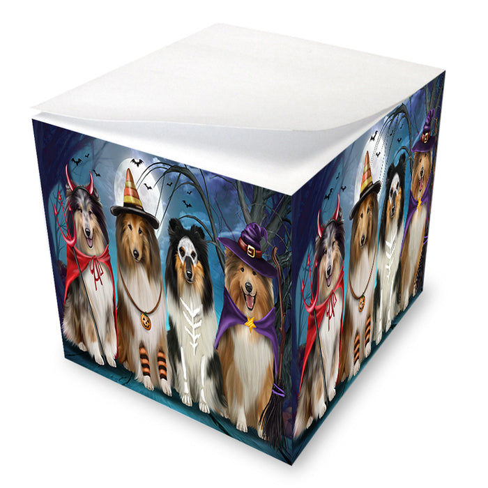 Happy Halloween Trick or Treat Rough Collies Dog Note Cube NOC56130