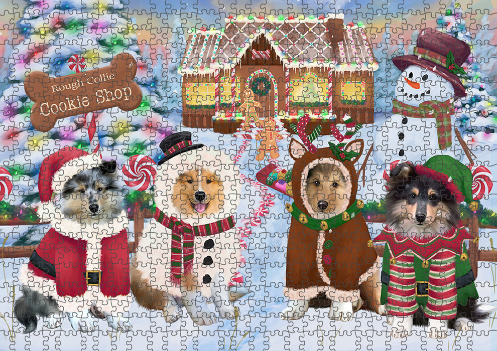 Holiday Gingerbread Cookie Shop Rough Collies Dog Puzzle  PUZL94648