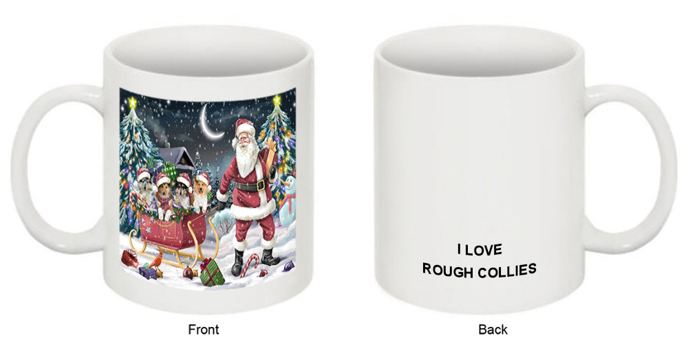 Santa Sled Christmas Happy Holidays Rough Collies Dog Coffee Mug MUG49777