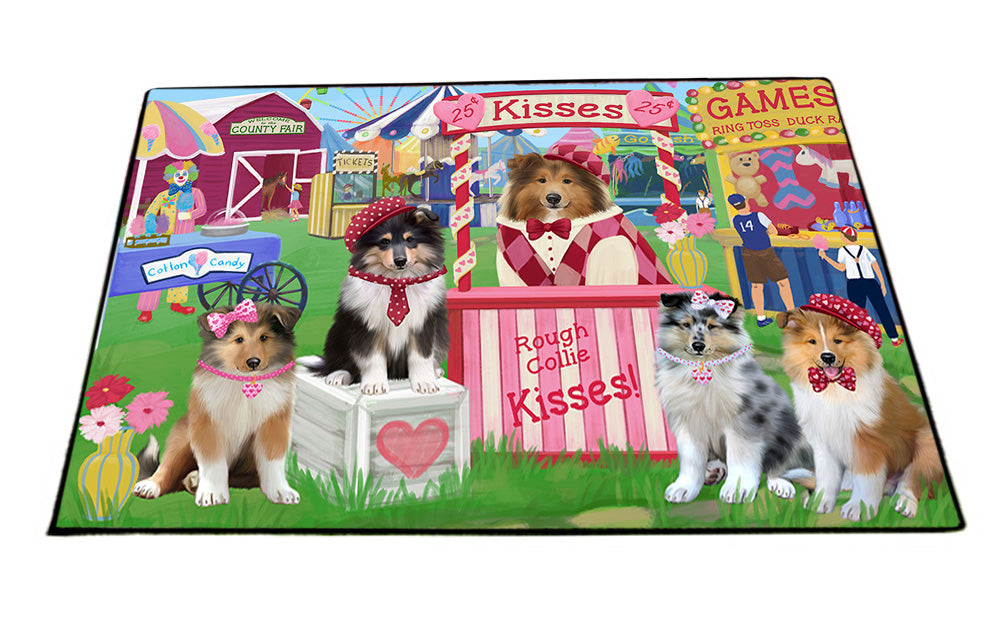 Carnival Kissing Booth Rough Collies Dog Floormat FLMS53019