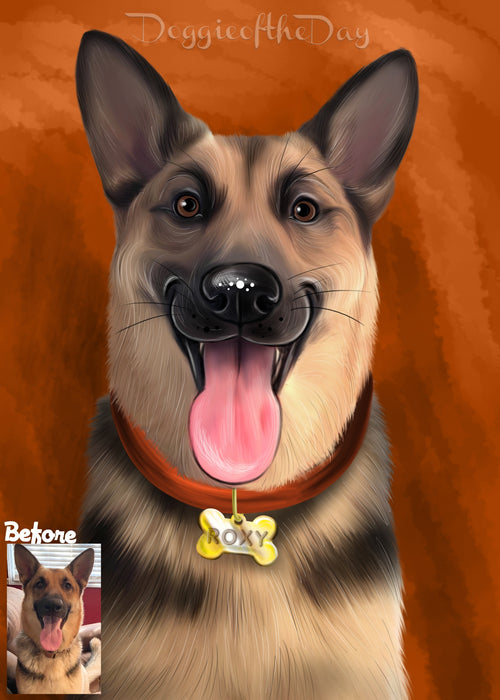 Digital Painting PERSONALIZED Caricature PET PORTRAIT! Custom Pet Dog or Cat Art