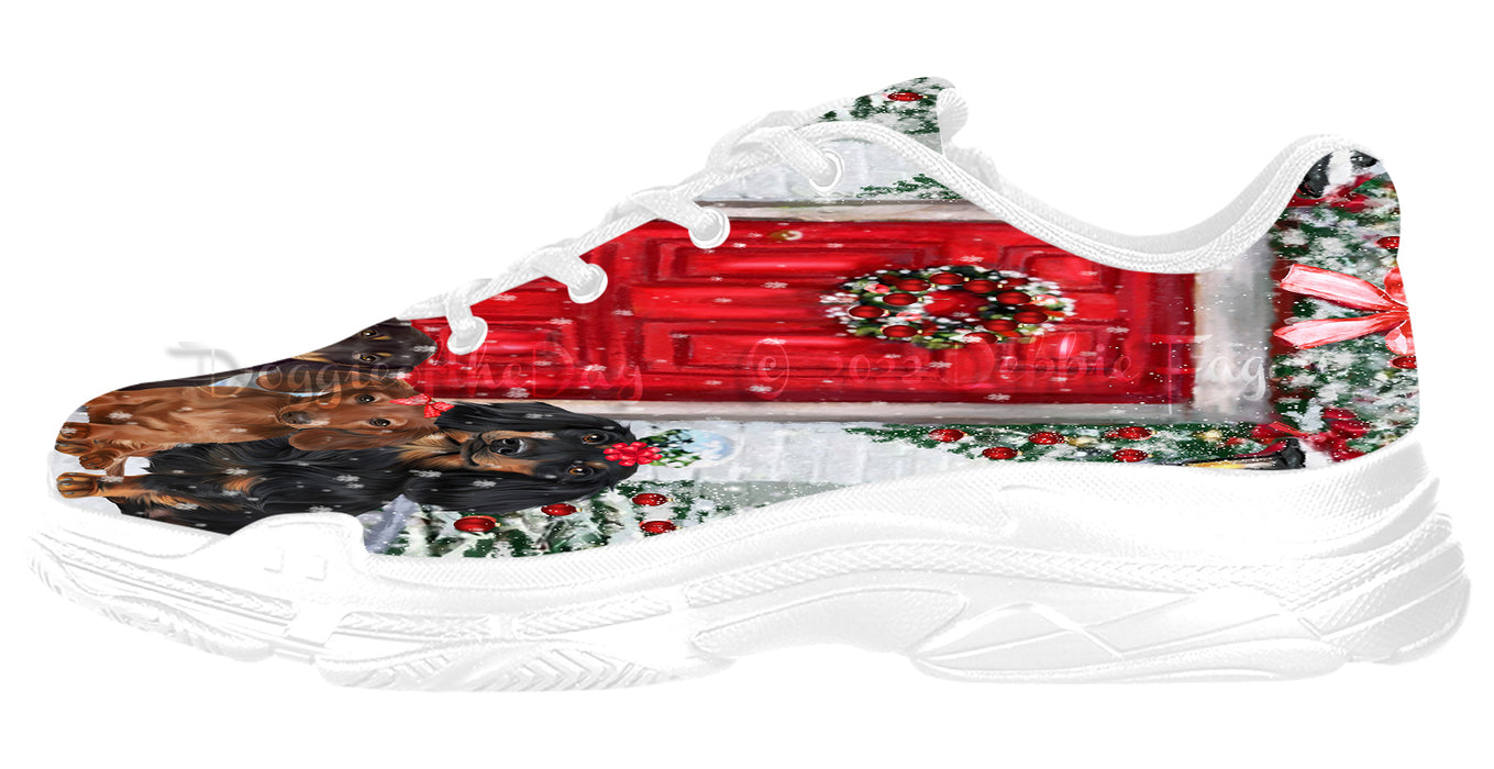 Christmas Holiday Welcome Red Door Dachshund Dog Women's Running Shoes