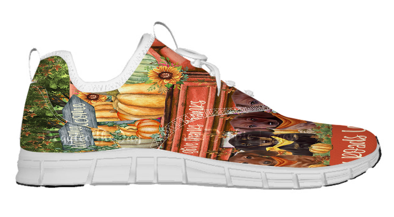 All Roads Lead to Home Orange Truck Harvest Fall Pumpkin Dachshund Dog Women's Running Shoes