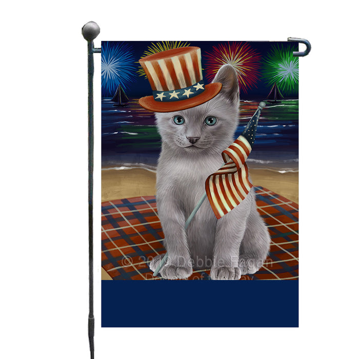 Personalized 4th of July Firework Russian Blue Cat Custom Garden Flags GFLG-DOTD-A58053