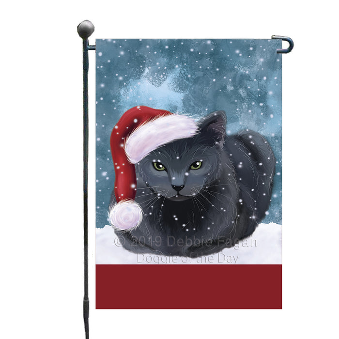 Personalized Let It Snow Happy Holidays Russian Blue Cat Custom Garden Flags GFLG-DOTD-A62429