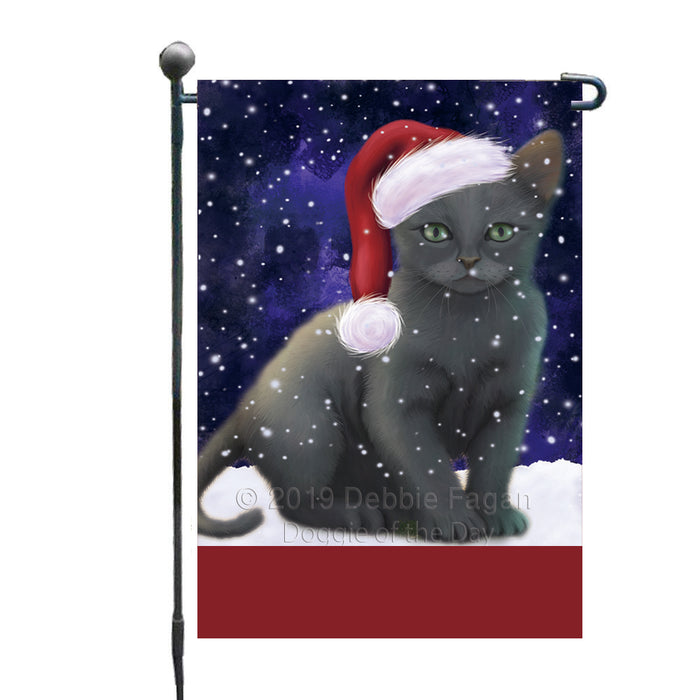 Personalized Let It Snow Happy Holidays Russian Blue Cat Custom Garden Flags GFLG-DOTD-A62430