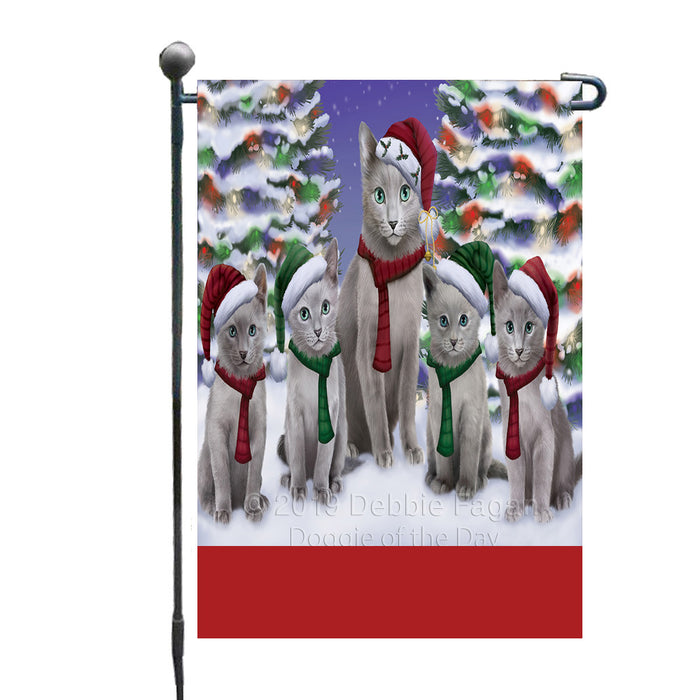 Personalized Christmas Happy Holidays Russian Blue Cats Family Portraits Custom Garden Flags GFLG-DOTD-A59142