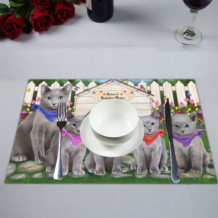 Spring Dog House Russian Blue Cats Placemat
