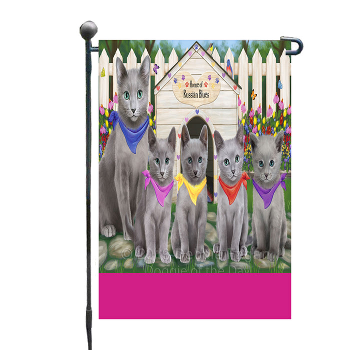 Personalized Spring Floral Russian Blue Cats Custom Garden Flags GFLG-DOTD-A62969